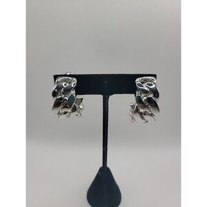Anne Klein Silver Tone Twisted Hoop Clip‎ On Earrings Braided Chunky Classic
